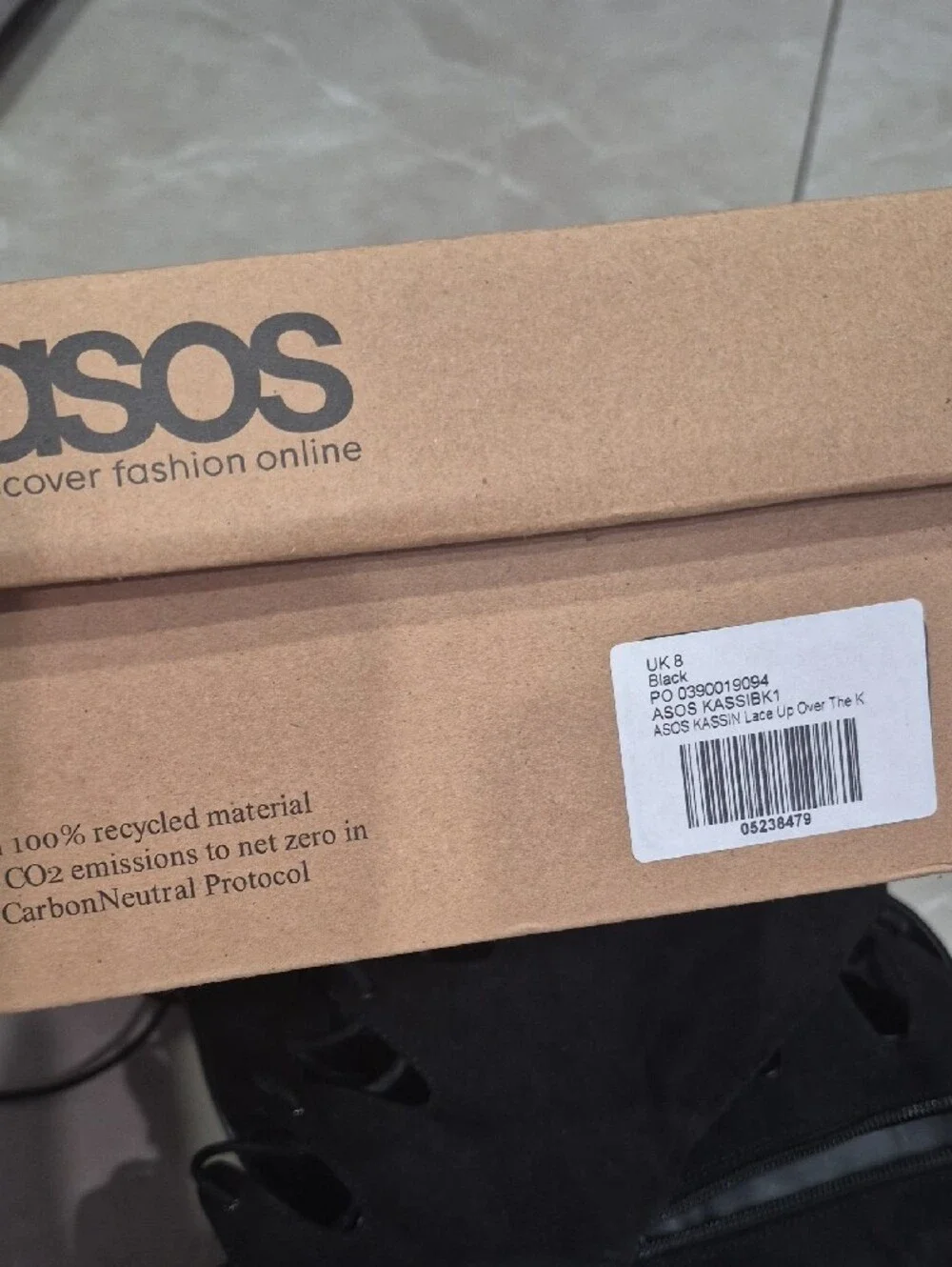 ASOS Black Lace-Up Over-the-Knee Peep-Toe Block Heel Boots